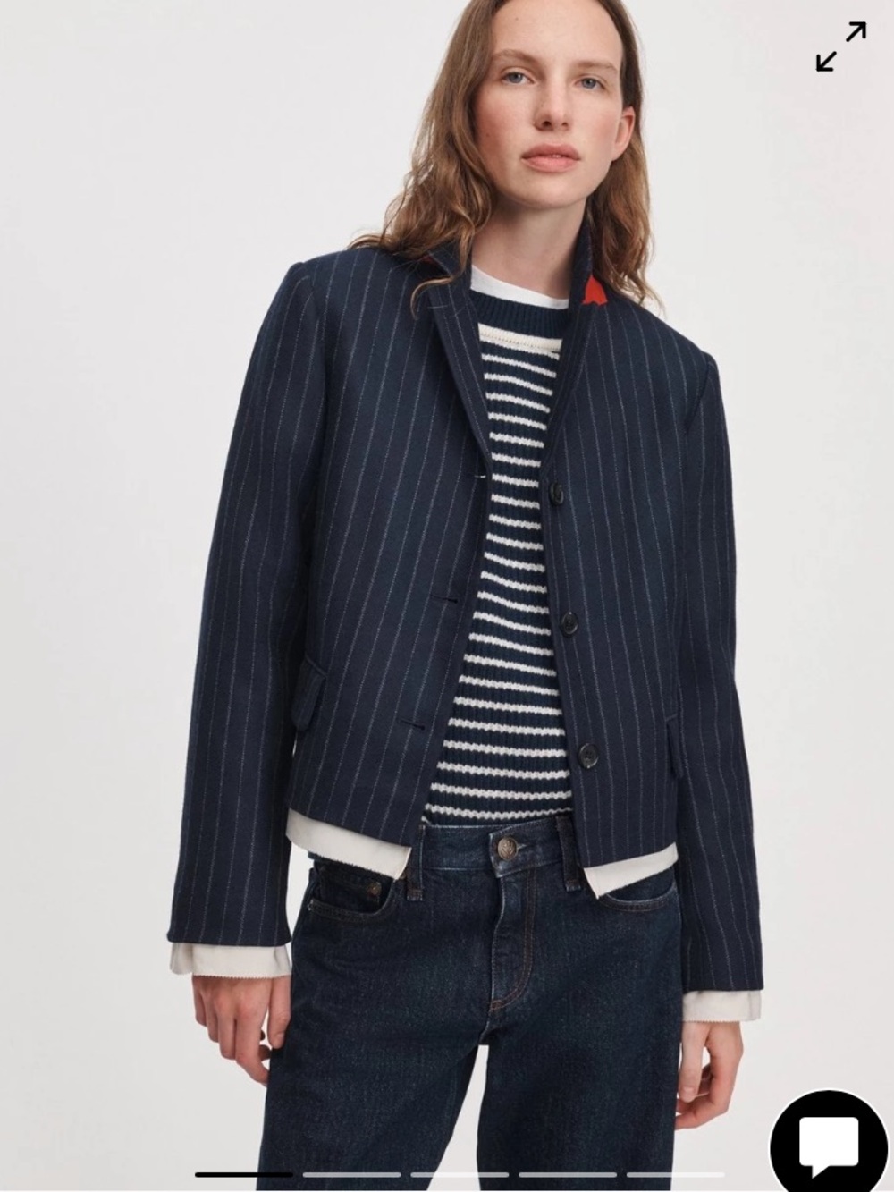 rag & bone Lawrence Striped Blazer Navy Pinstripe Cropped Blazer Size 2